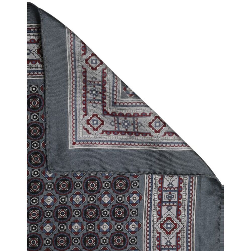 Dolce & Gabbana Gray Geometric Pocket Square Foulard Men's Scarf